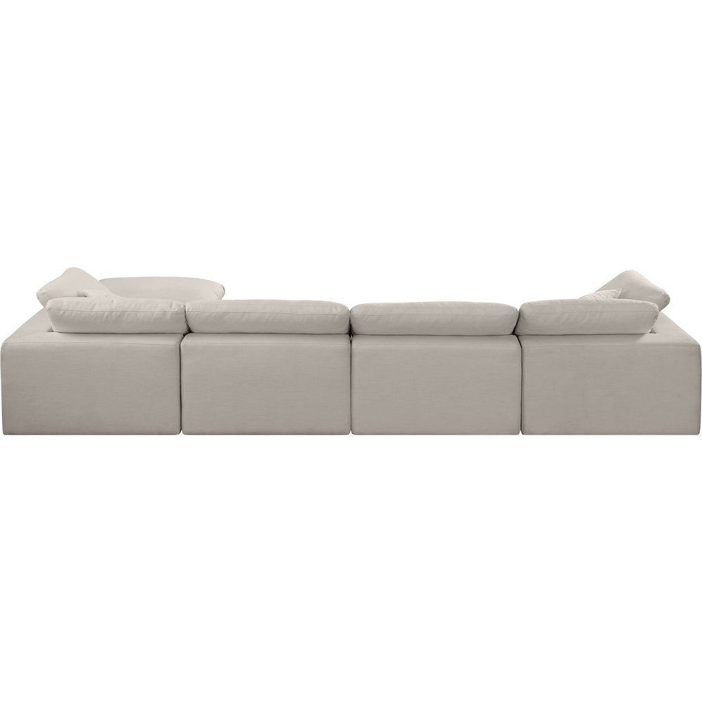 Comfy Beige Linen Textured Fabric Modular Sectional