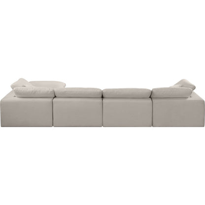 Comfy Beige Linen Textured Fabric Modular Sectional