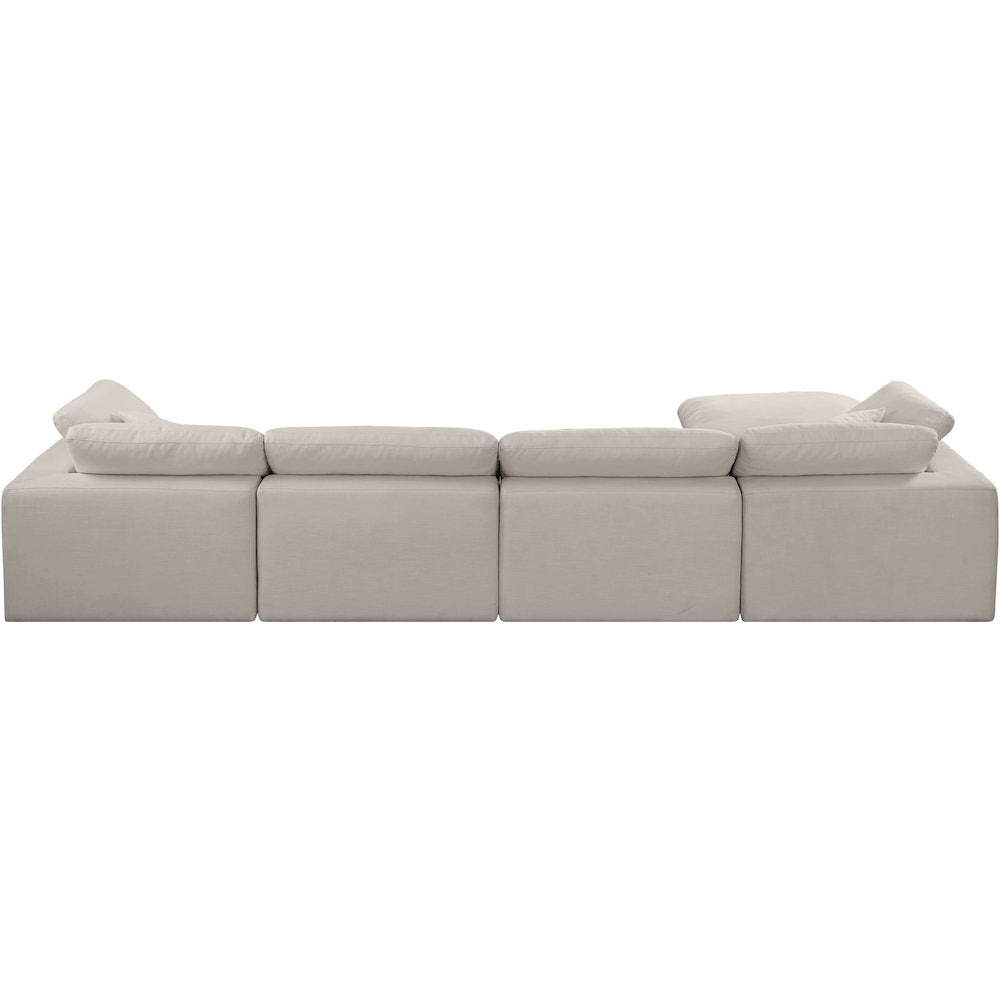 Comfy Beige Linen Textured Fabric Modular Sectional