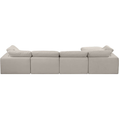 Comfy Beige Linen Textured Fabric Modular Sectional