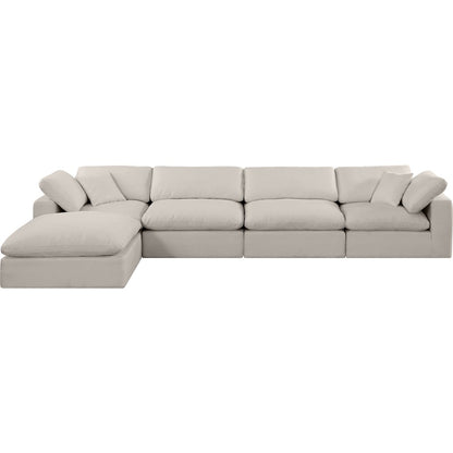 Comfy Beige Linen Textured Fabric Modular Sectional