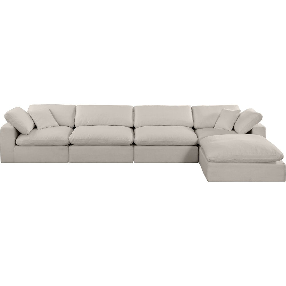 Comfy Beige Linen Textured Fabric Modular Sectional