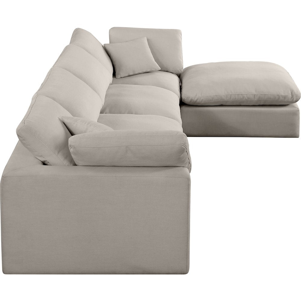 Comfy Beige Linen Textured Fabric Modular Sectional