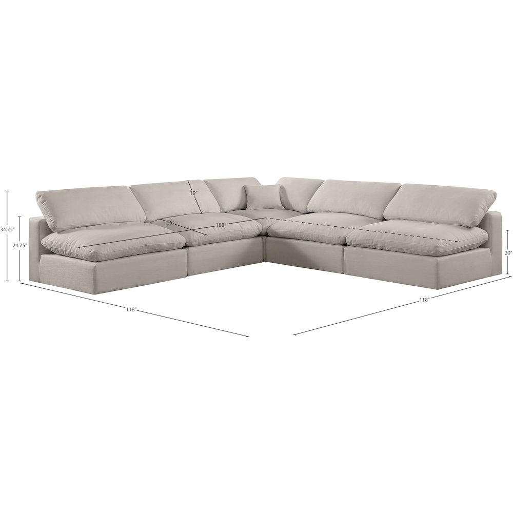 Comfy Beige Linen Textured Fabric Modular Sectional