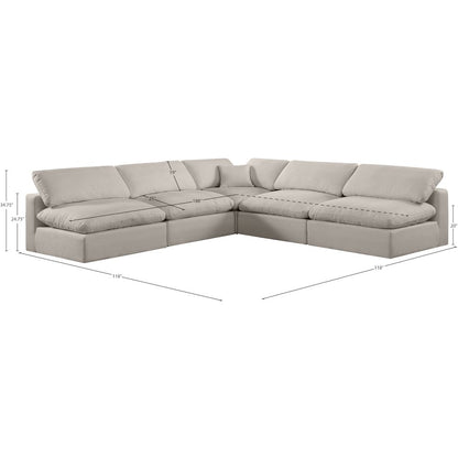 Comfy Beige Linen Textured Fabric Modular Sectional