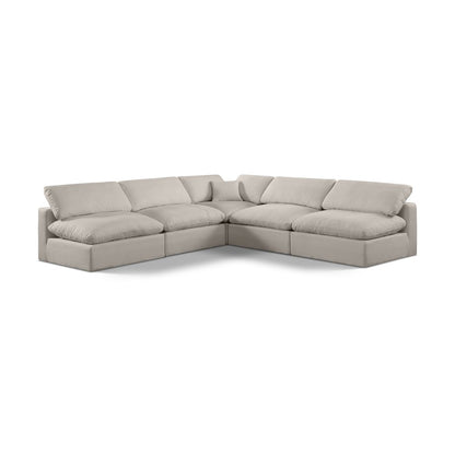 Comfy Beige Linen Textured Fabric Modular Sectional
