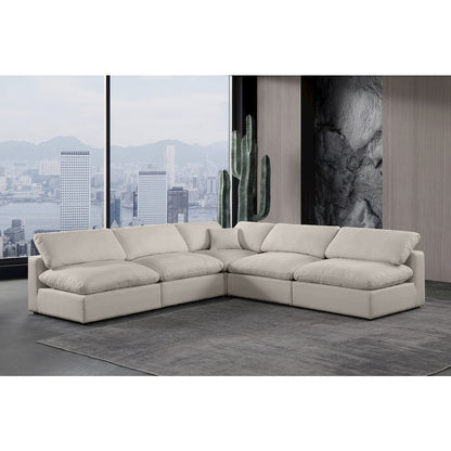 Comfy Beige Linen Textured Fabric Modular Sectional