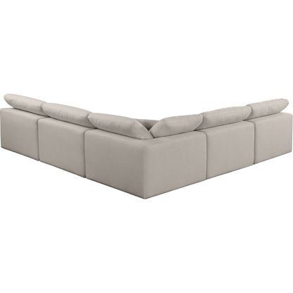 Comfy Beige Linen Textured Fabric Modular Sectional