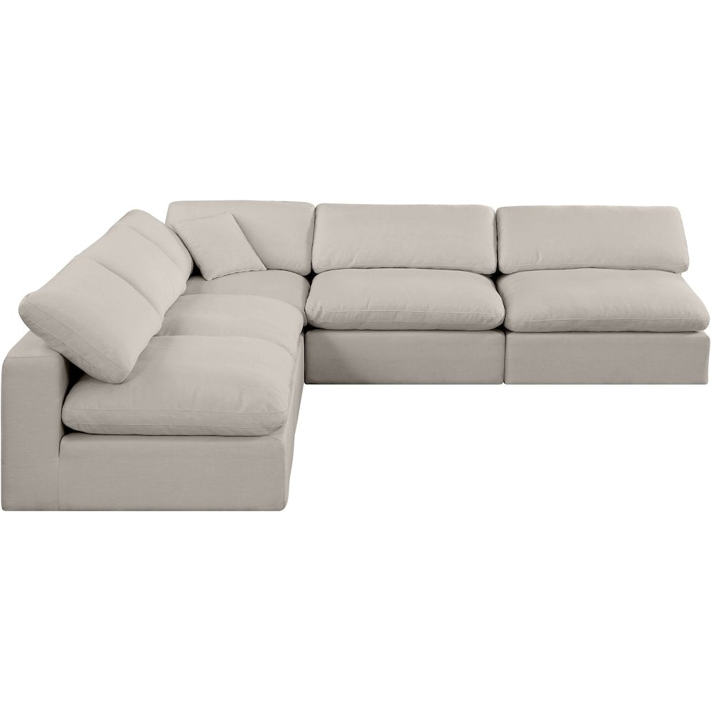 Comfy Beige Linen Textured Fabric Modular Sectional