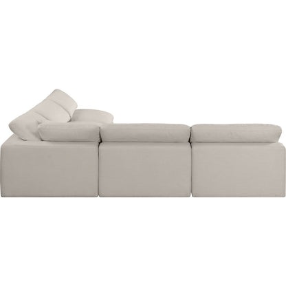 Comfy Beige Linen Textured Fabric Modular Sectional