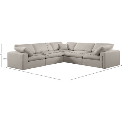 Comfy Beige Linen Textured Fabric Modular Sectional