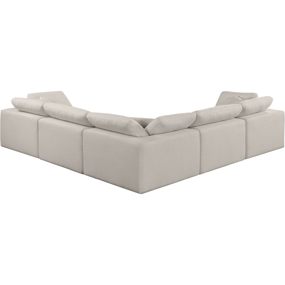 Comfy Beige Linen Textured Fabric Modular Sectional