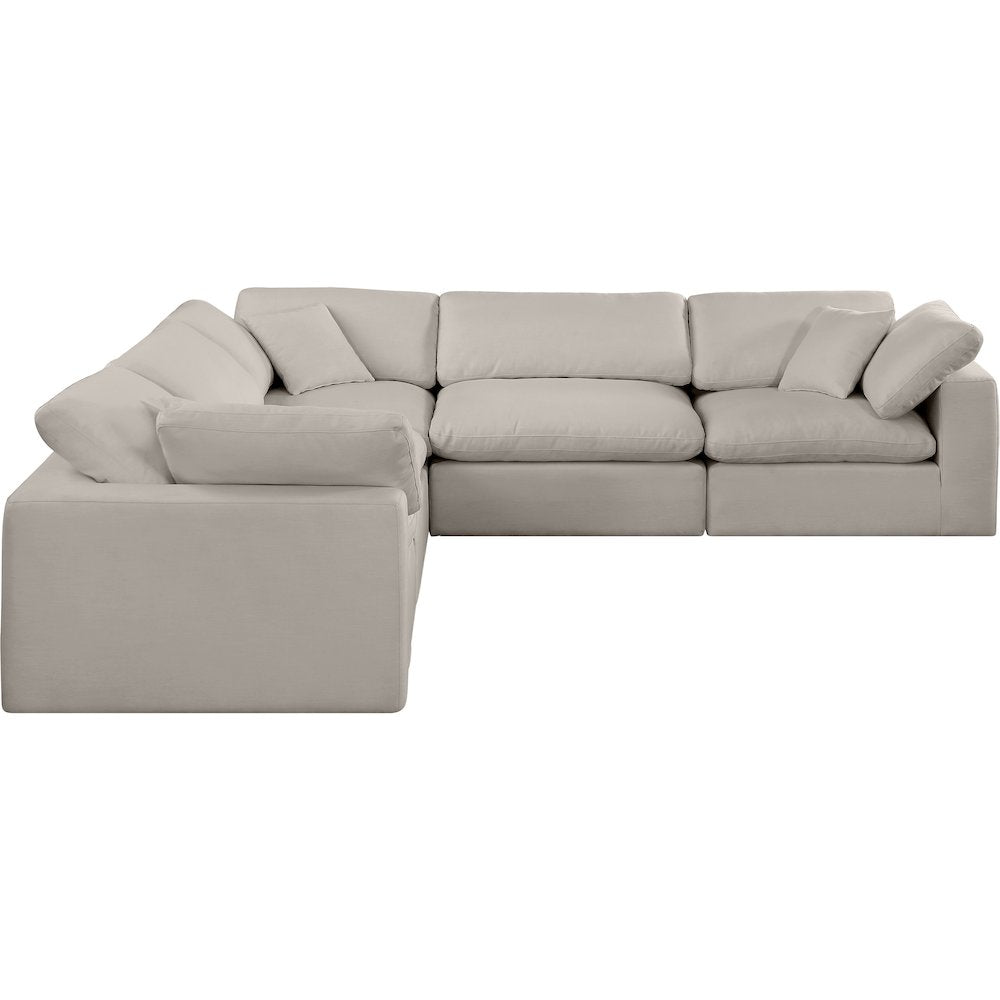 Comfy Beige Linen Textured Fabric Modular Sectional