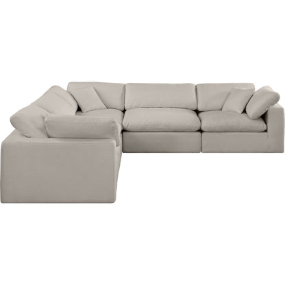 Comfy Beige Linen Textured Fabric Modular Sectional