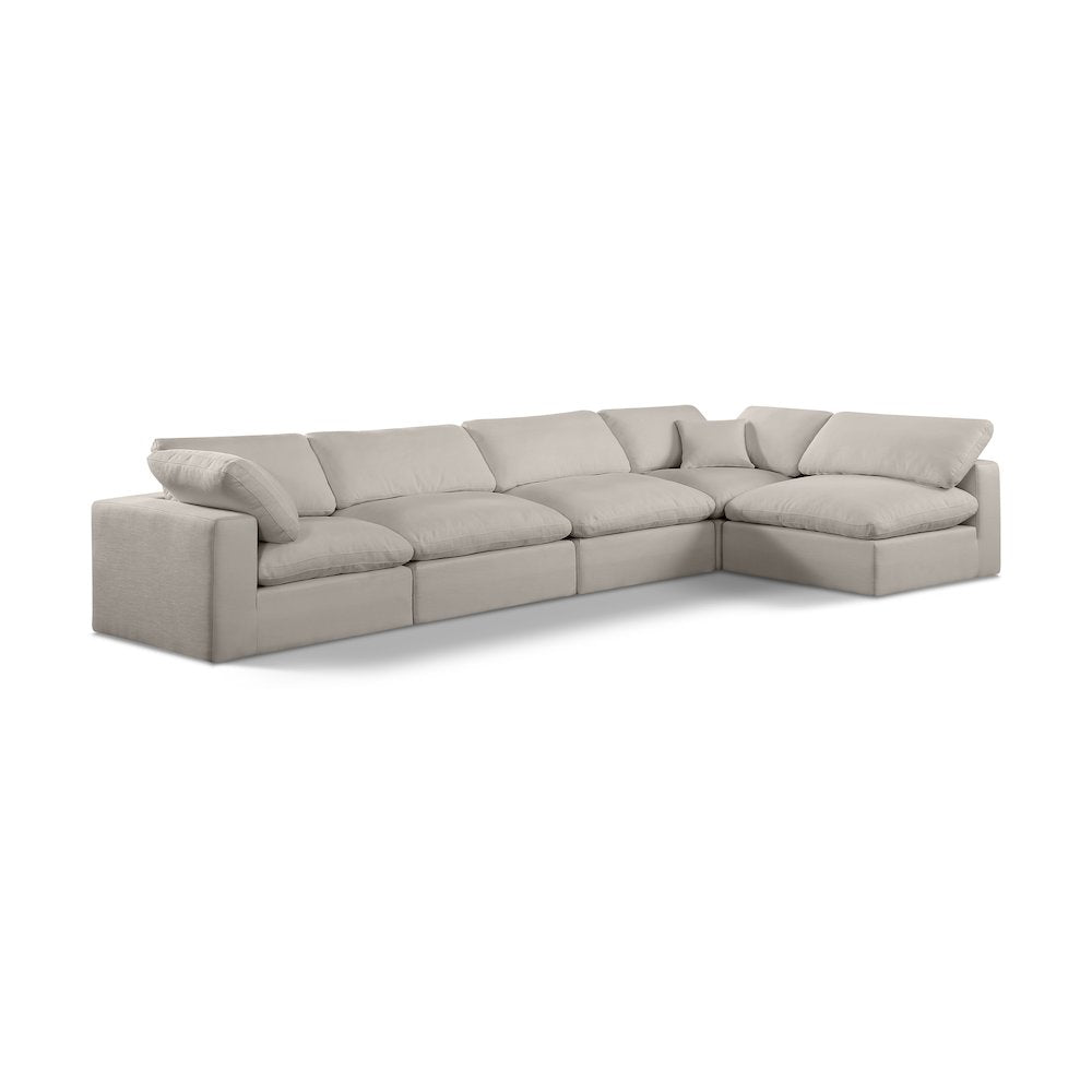 Comfy Beige Linen Textured Fabric Modular Sectional