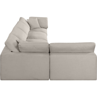 Comfy Beige Linen Textured Fabric Modular Sectional