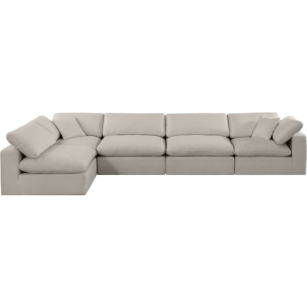 Comfy Beige Linen Textured Fabric Modular Sectional