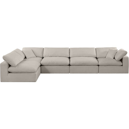 Comfy Beige Linen Textured Fabric Modular Sectional