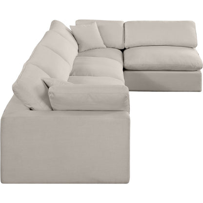 Comfy Beige Linen Textured Fabric Modular Sectional
