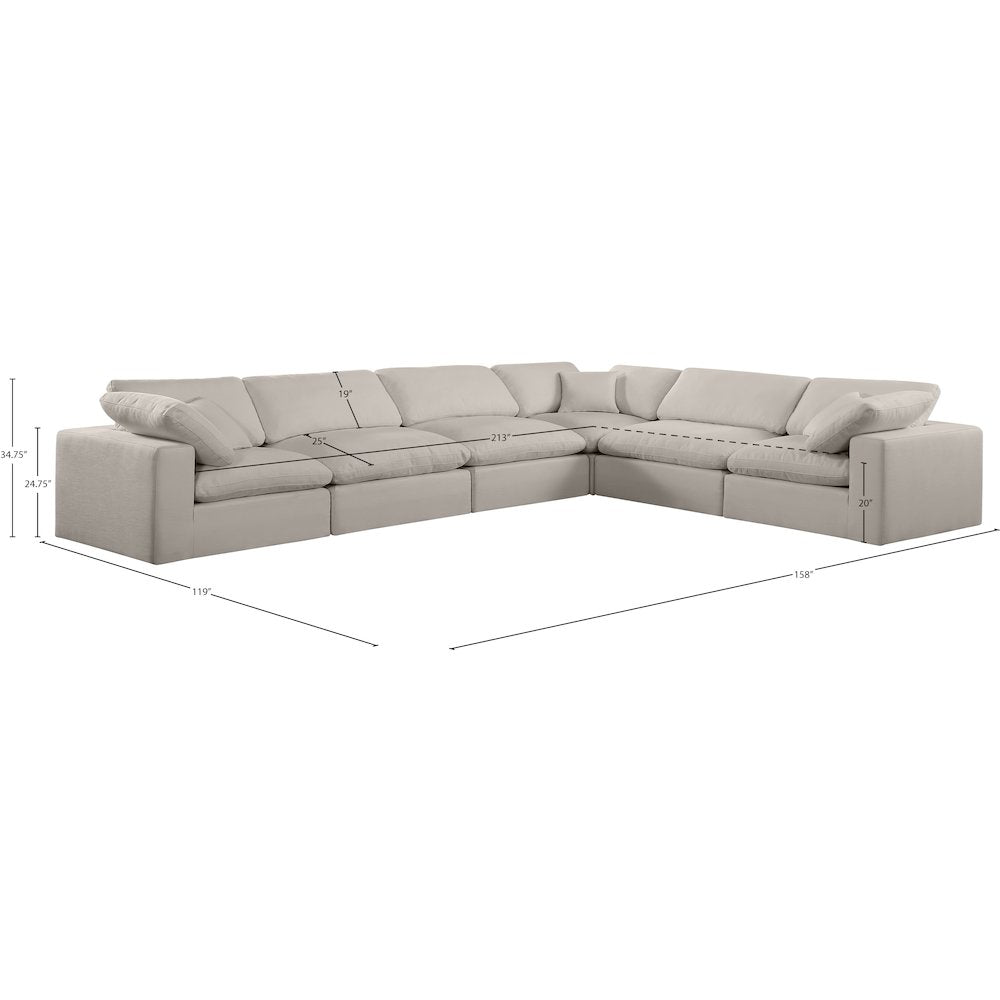 Comfy Beige Linen Textured Fabric Modular Sectional