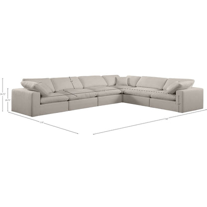 Comfy Beige Linen Textured Fabric Modular Sectional