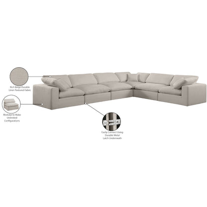 Comfy Beige Linen Textured Fabric Modular Sectional