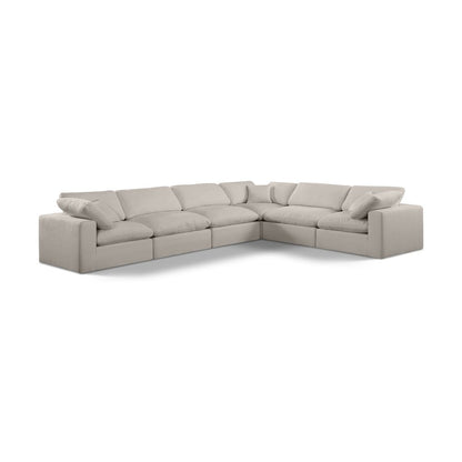 Comfy Beige Linen Textured Fabric Modular Sectional