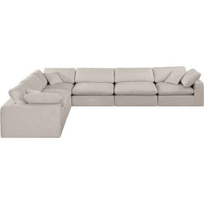Comfy Beige Linen Textured Fabric Modular Sectional