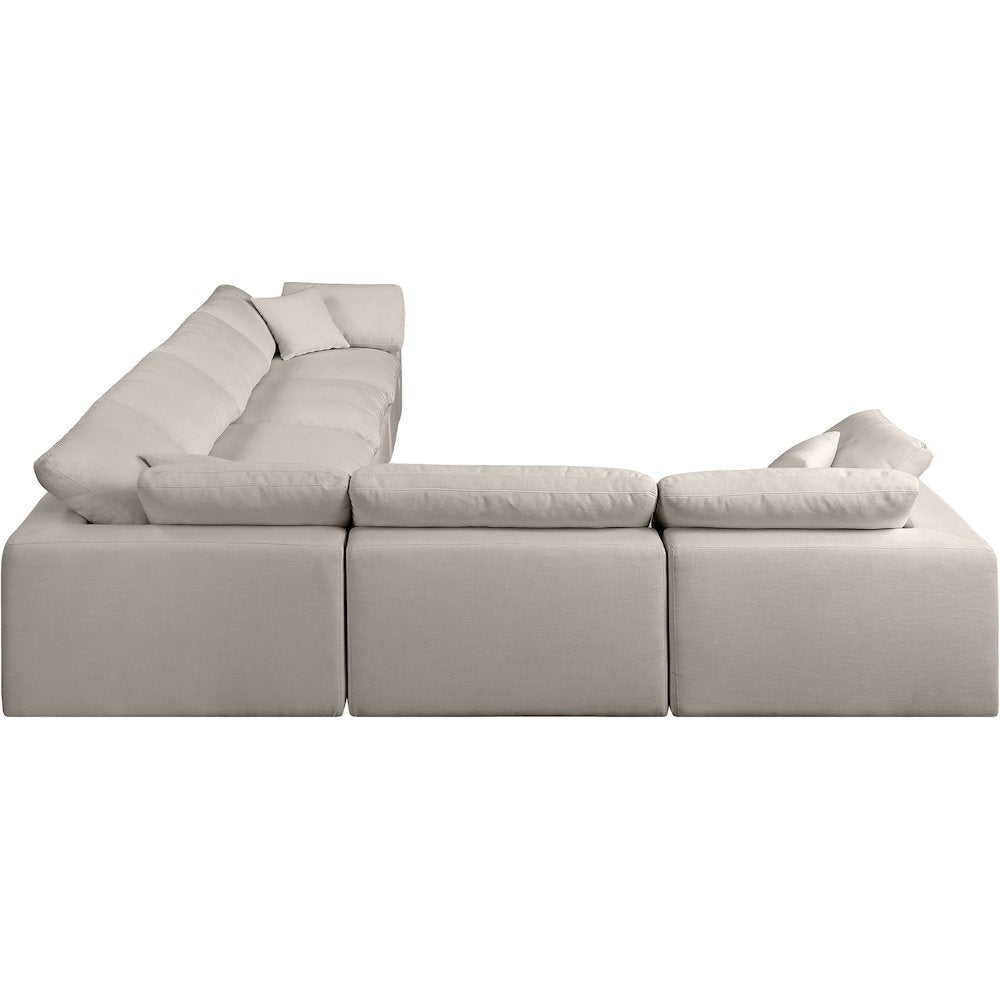 Comfy Beige Linen Textured Fabric Modular Sectional