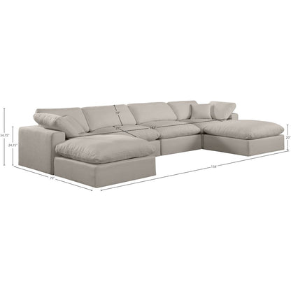 Comfy Beige Linen Textured Fabric Modular Sectional