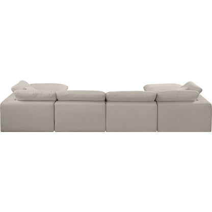 Comfy Beige Linen Textured Fabric Modular Sectional
