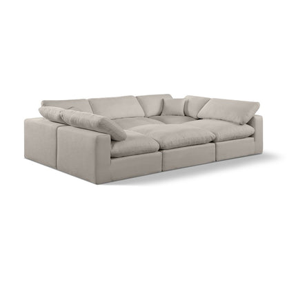 Comfy Beige Linen Textured Fabric Modular Sectional