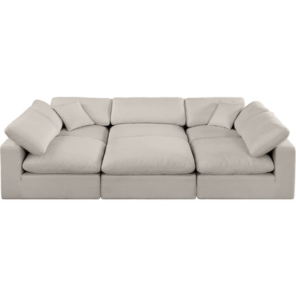 Comfy Beige Linen Textured Fabric Modular Sectional