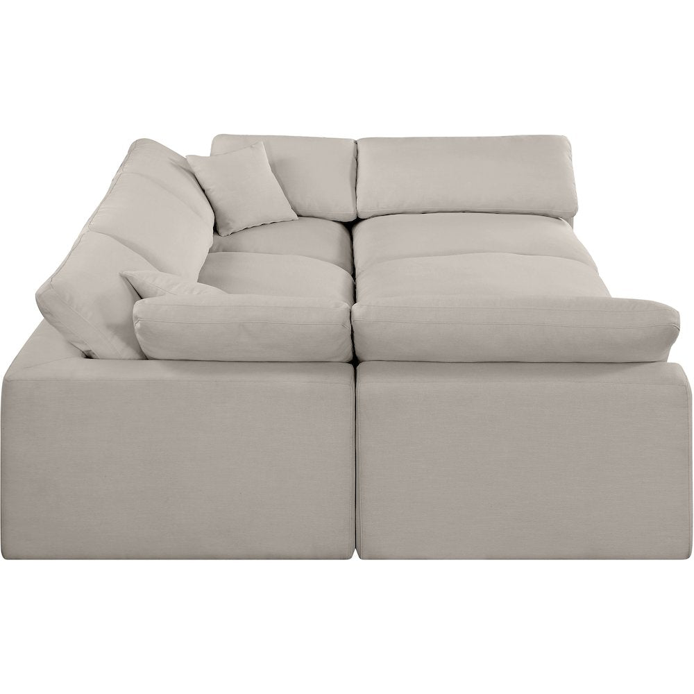 Comfy Beige Linen Textured Fabric Modular Sectional