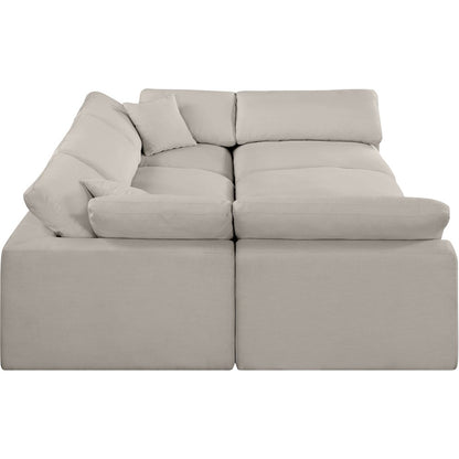 Comfy Beige Linen Textured Fabric Modular Sectional