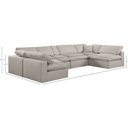 Comfy Beige Linen Textured Fabric Modular Sectional