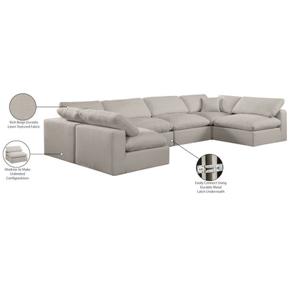 Comfy Beige Linen Textured Fabric Modular Sectional