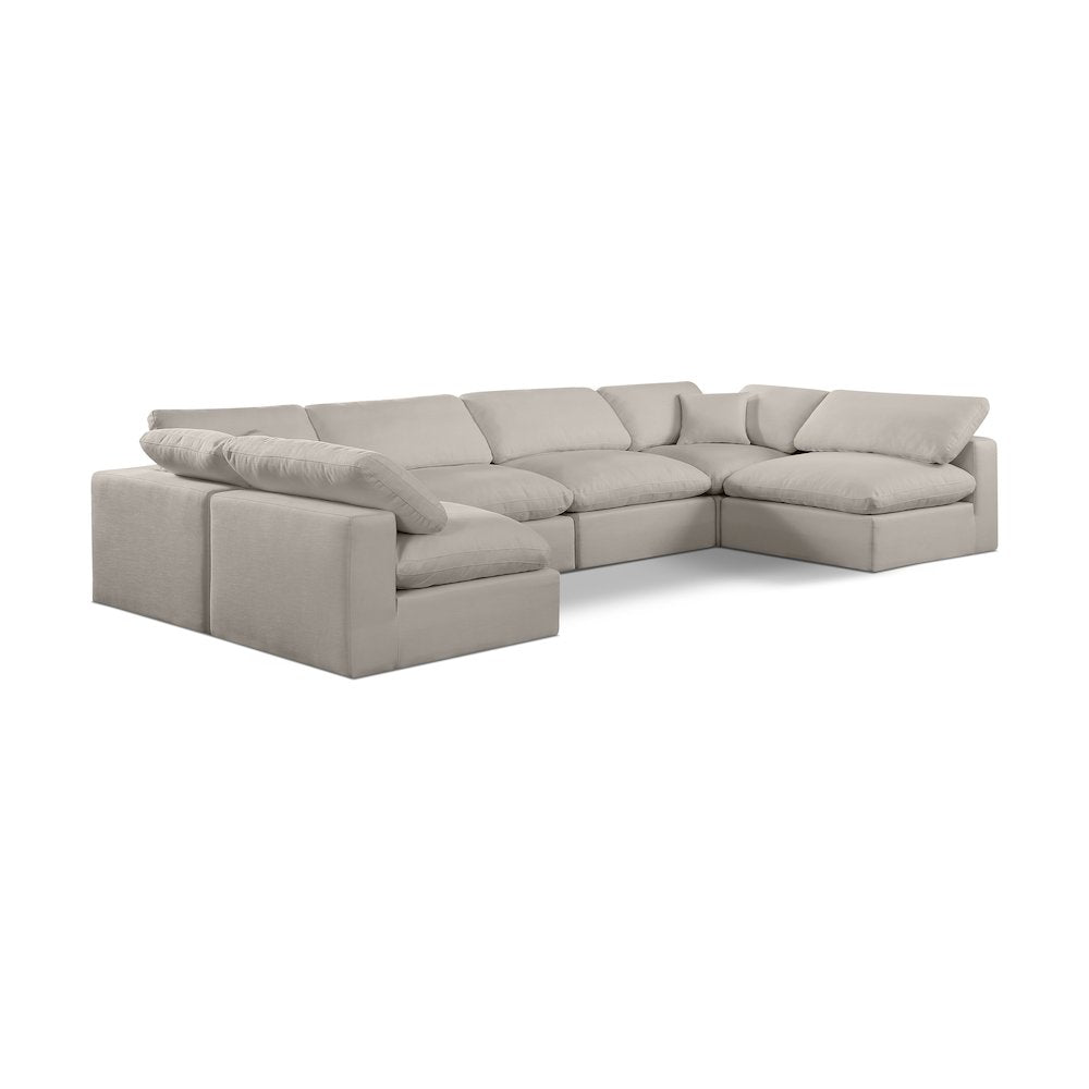 Comfy Beige Linen Textured Fabric Modular Sectional