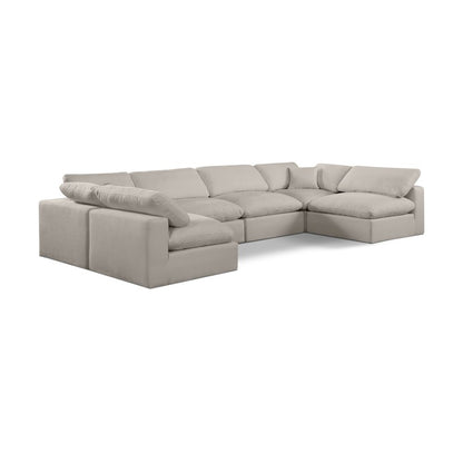 Comfy Beige Linen Textured Fabric Modular Sectional