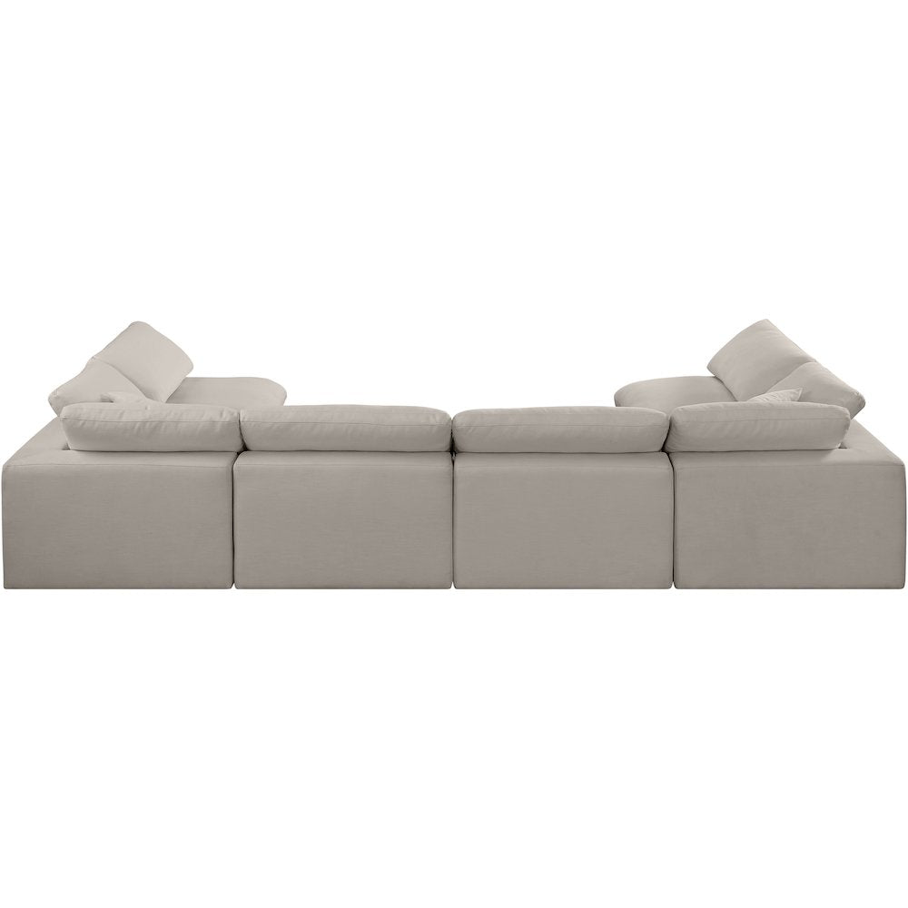 Comfy Beige Linen Textured Fabric Modular Sectional