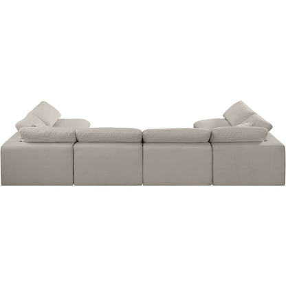 Comfy Beige Linen Textured Fabric Modular Sectional