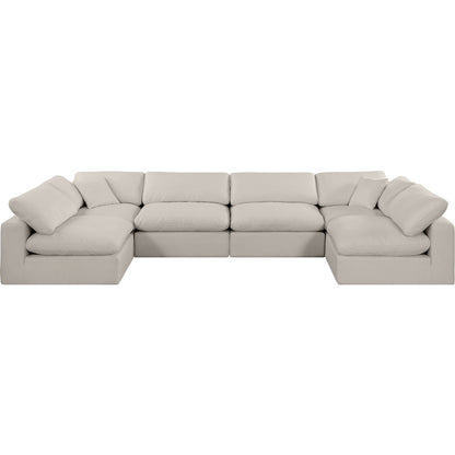Comfy Beige Linen Textured Fabric Modular Sectional