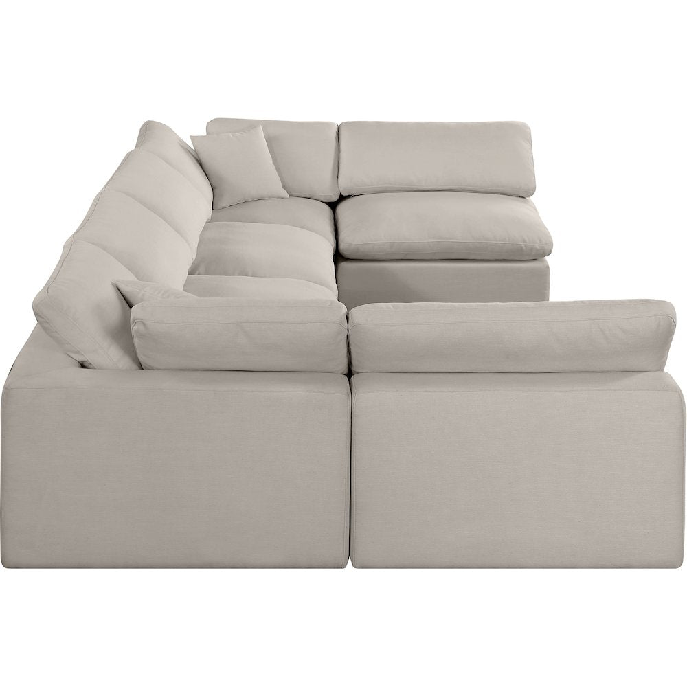 Comfy Beige Linen Textured Fabric Modular Sectional
