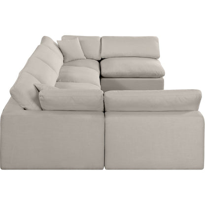 Comfy Beige Linen Textured Fabric Modular Sectional