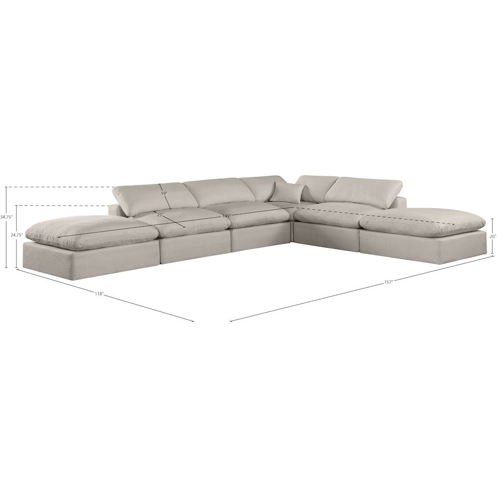 Comfy Beige Linen Textured Fabric Modular Sectional