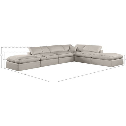 Comfy Beige Linen Textured Fabric Modular Sectional