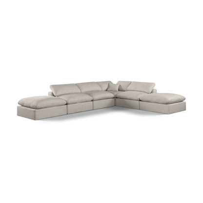 Comfy Beige Linen Textured Fabric Modular Sectional