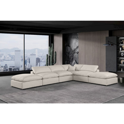 Comfy Beige Linen Textured Fabric Modular Sectional