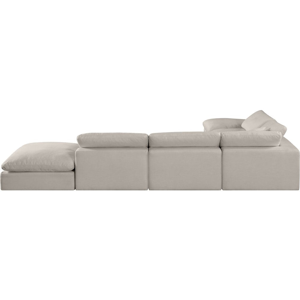 Comfy Beige Linen Textured Fabric Modular Sectional