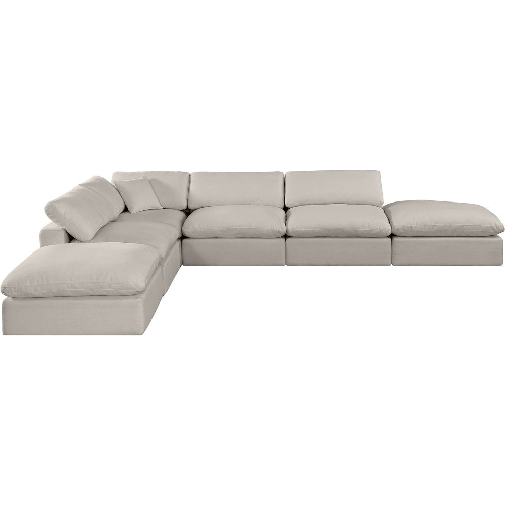 Comfy Beige Linen Textured Fabric Modular Sectional